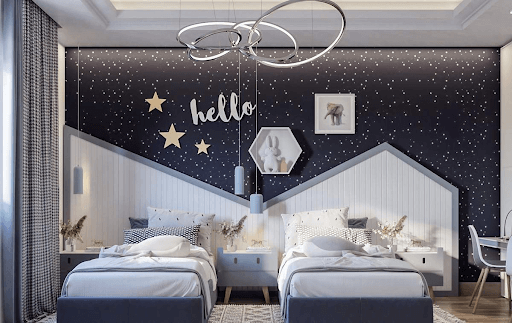 Phòng cho 2 bé trai tối giản