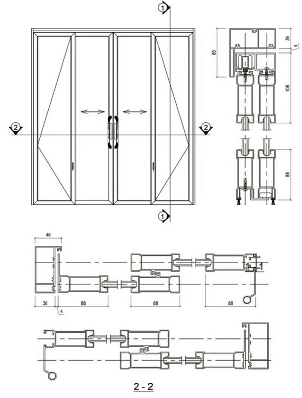 Cách làm cửa trượt quay 4 cánh