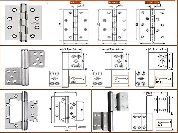 Kích thước bản lề lá