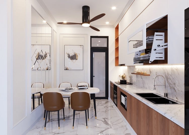Thiết kế phòng bếp nhà ống chữ I