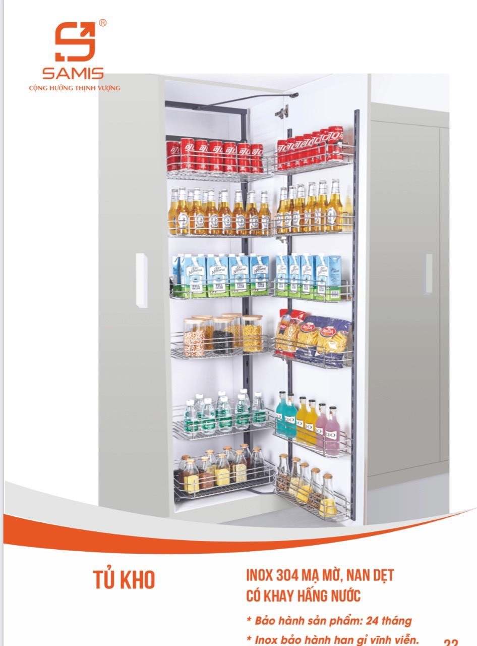 Tủ kho không những giúp tăng tính hiện đại và sự sang trọng mà còn tiết kiệm không gian cho căn bếp