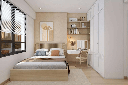 Cách bố trí phòng ngủ 16m2 tối ưu hiện đại