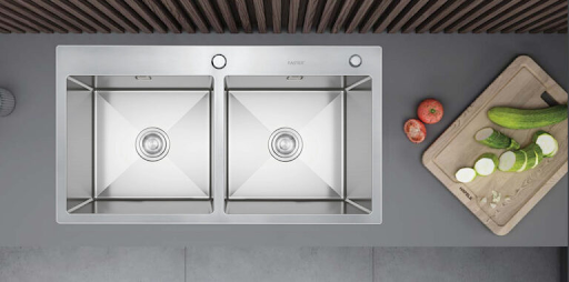 Chậu rửa bát 2 hố Faster inox Sus304 FS