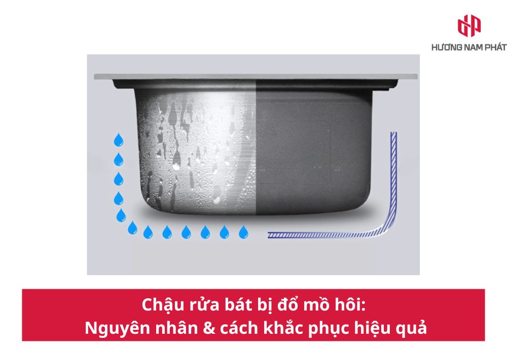 Chậu rửa bát bị đổ mồ hôi: Nguyên nhân & cách khắc phục hiệu quả