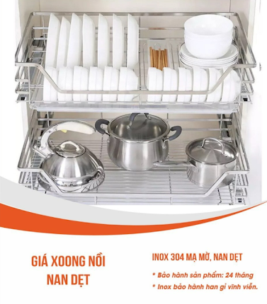 Giá xoong nồi bát đĩa giúp tiết kiệm tủ bếp