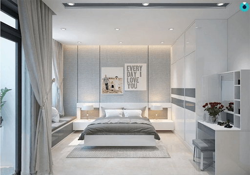 Mẫu 1: Phong cách phòng ngủ 20m2 tối giản không kém phần sang trọng