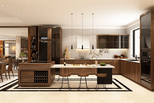 Phòng bếp không gian mở giúp tối ưu diện tích