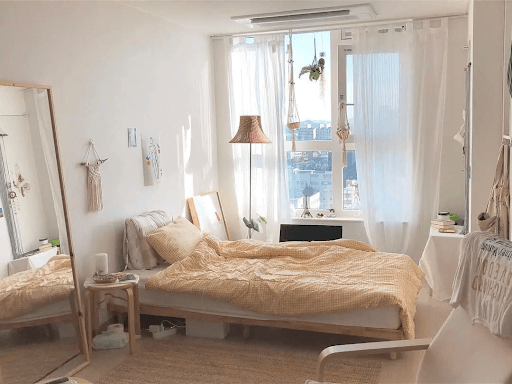 Phòng ngủ 16m² phong cách Hàn Quốc đơn giản
