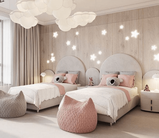 Phòng ngủ đôi cho bé trai và bé gái phong cách Boho