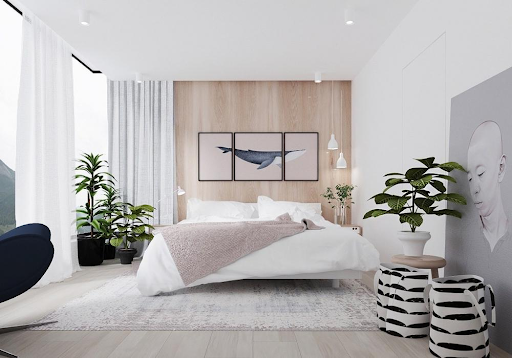 Phòng ngủ với cây xanh mini