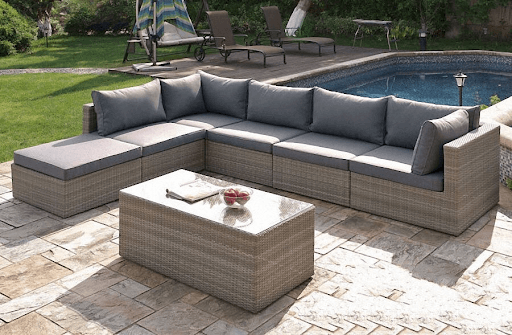 Sofa mây nhựa ngoài trời