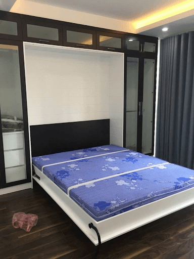 Thiết kế giường lò xo gấp gọn hiện đại giúp căn phòng tối ưu diện