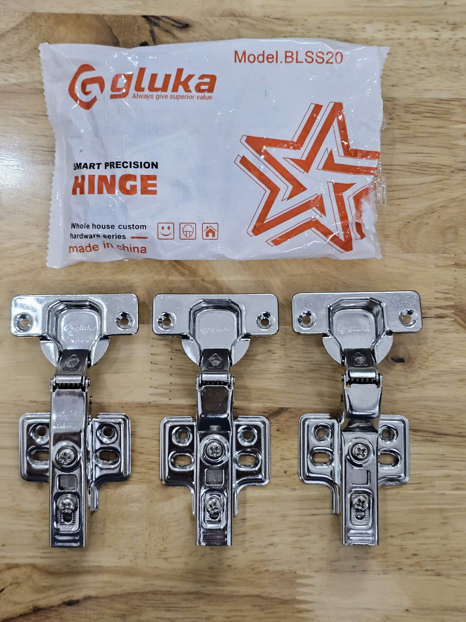 Bản lề inox 201 tháo lắp nhanh (đế rời) GLUKA