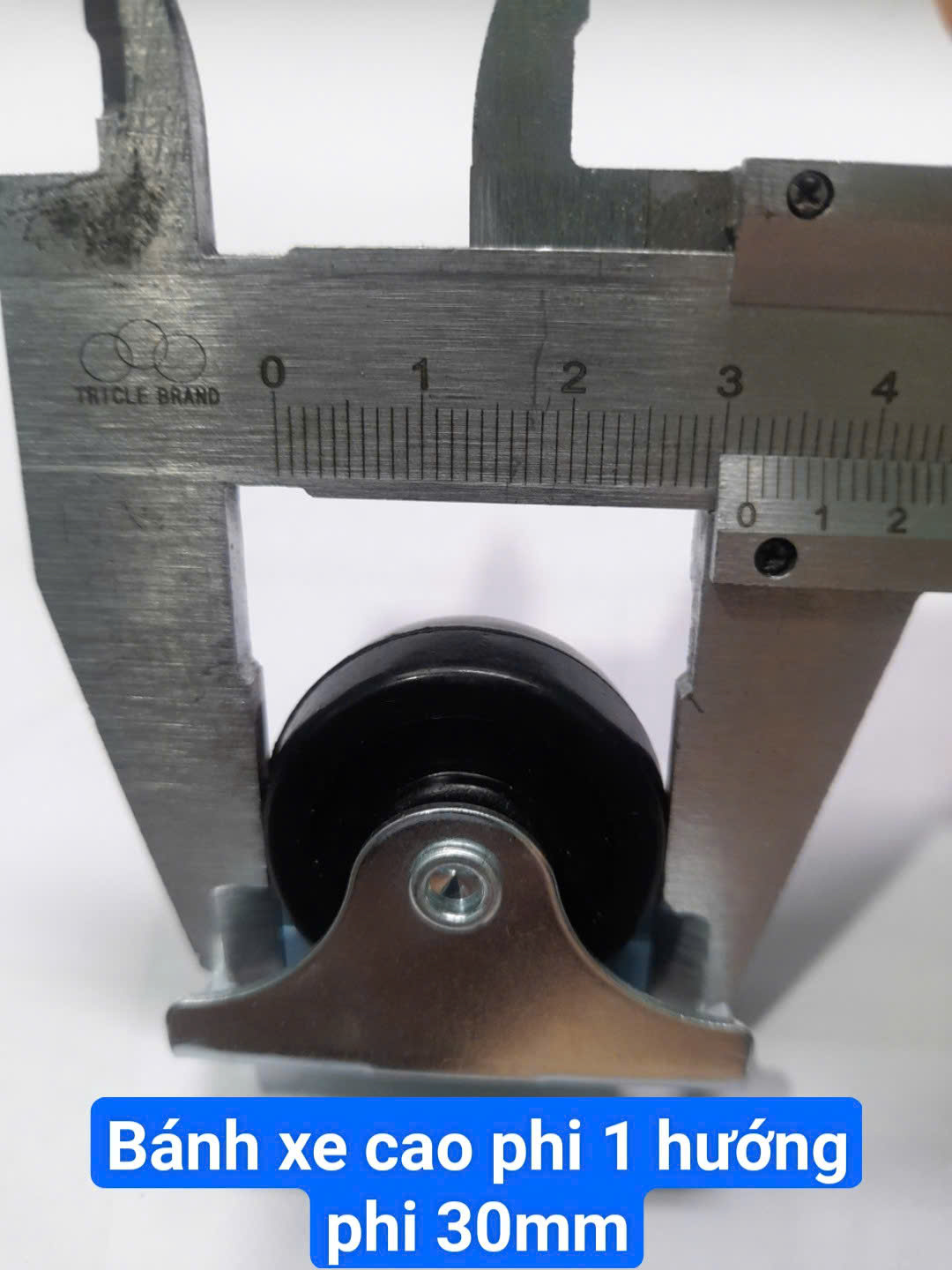 Bánh xe 1 hướng Cao Su Đen 3cm