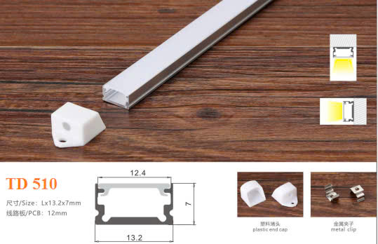 Nhôm led U nỗi KR-510(1000x13.2x7mm) Cây dài: 2 mét, 3 mét