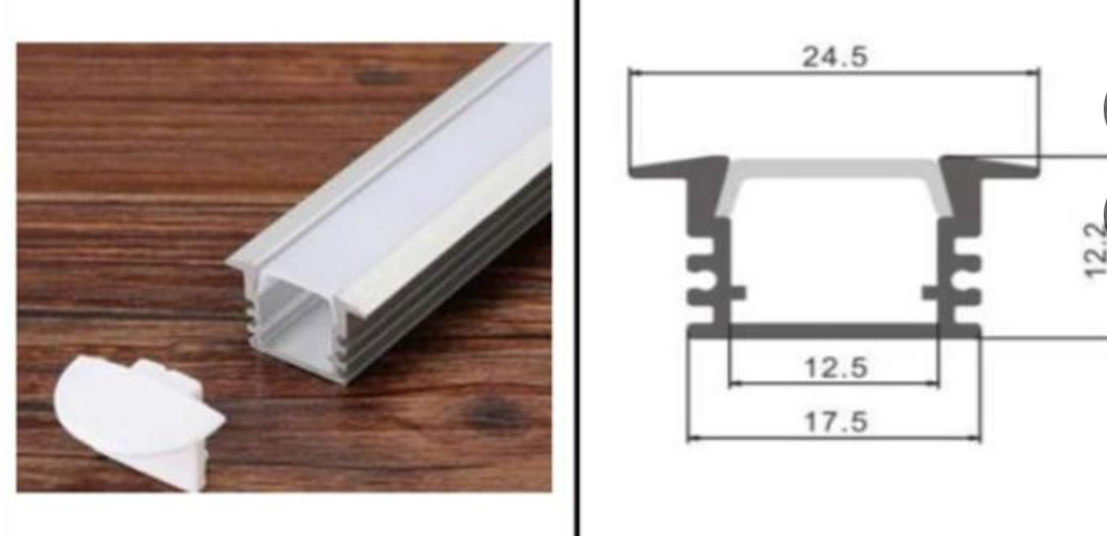 Nhôm led âm HL605 (KT: Rảnh 17.5 x Cao 12.2 x Phủ bì 24.5mm)3M