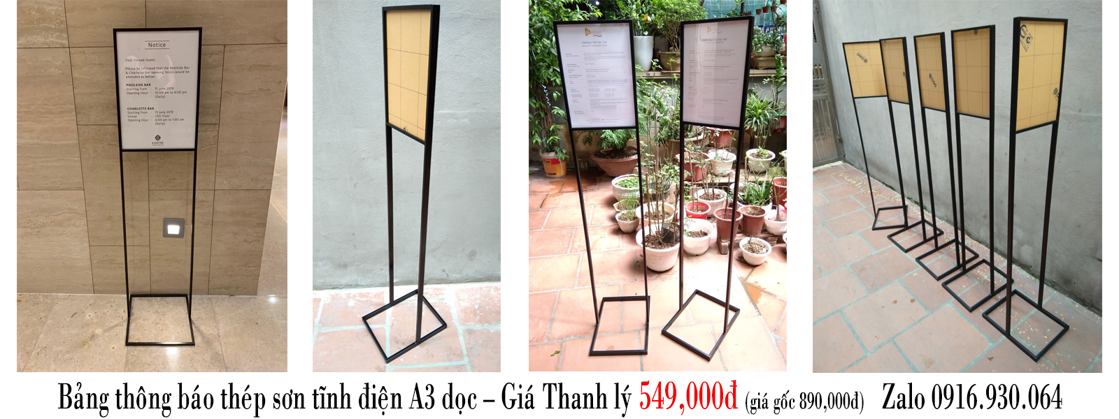 Bảng thông báo thép sơn tĩnh điện đen - Bảng A3 DỌC siêu sang