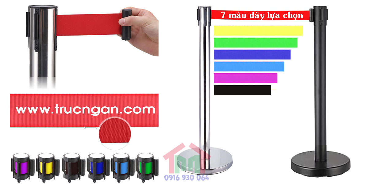 Cột chắn inox có nhiều màu dây để lựa chọn