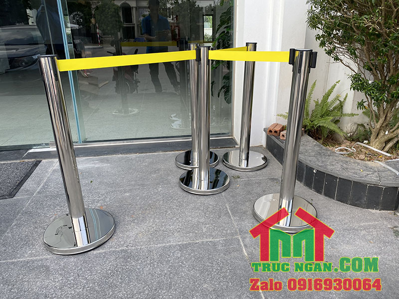 Dây màu Vàng - Cột chắn inox Trúc Ngân giá rẻ, dây kéo căng 2m, 3m và 5m