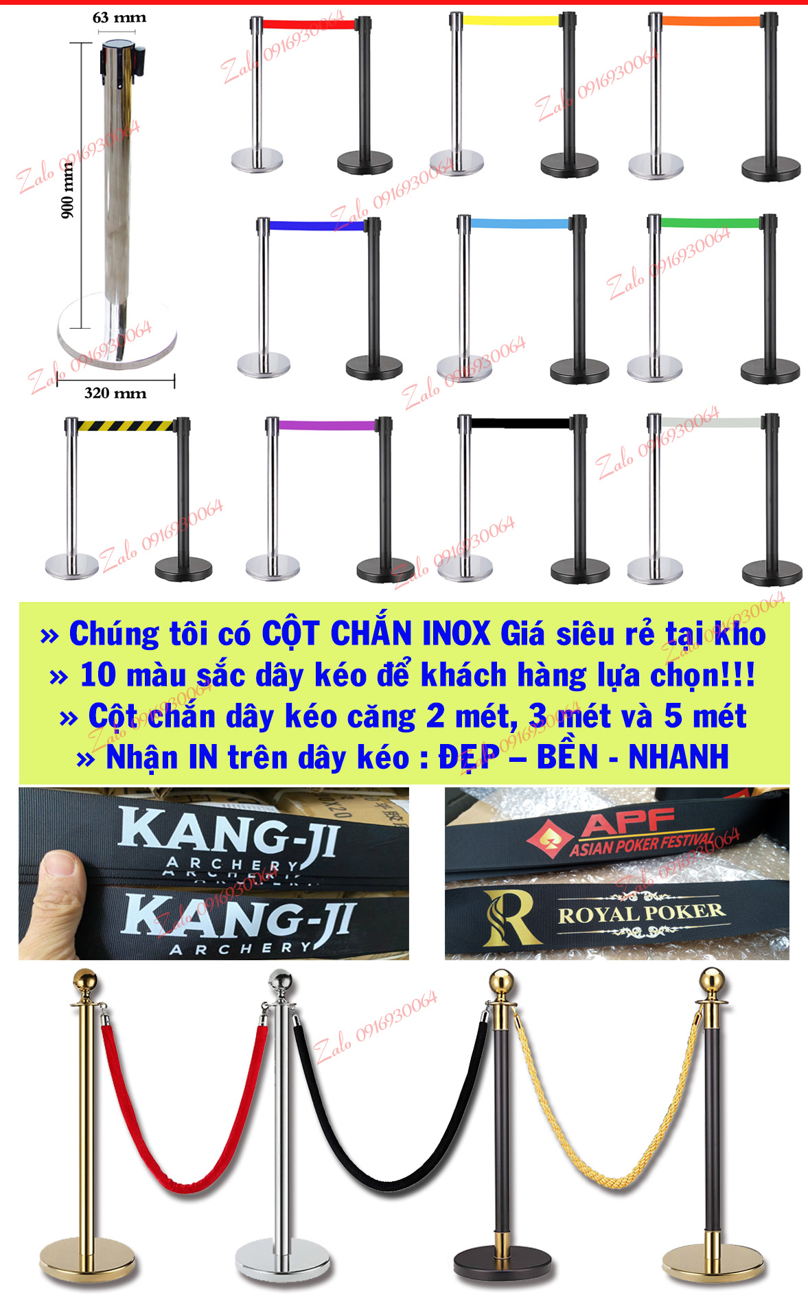 Tổng kho cột chắn inox Trúc Ngân - CỘT CHẮN INOX DÂY KÉO CĂNG, CỘT CHẮN INOX DÂY NHUNG SỰ KIỆN