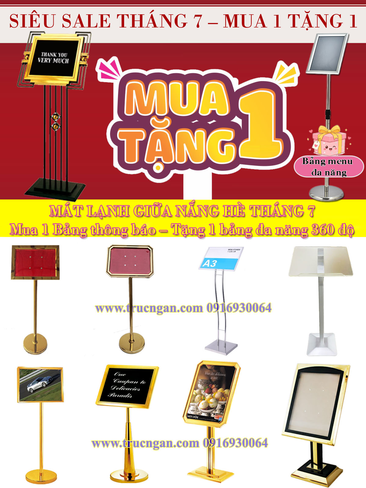 Mua 1 Bảng thông báo trong danh sách tặng ngay 1 bảng đa năng xoay 360 độ