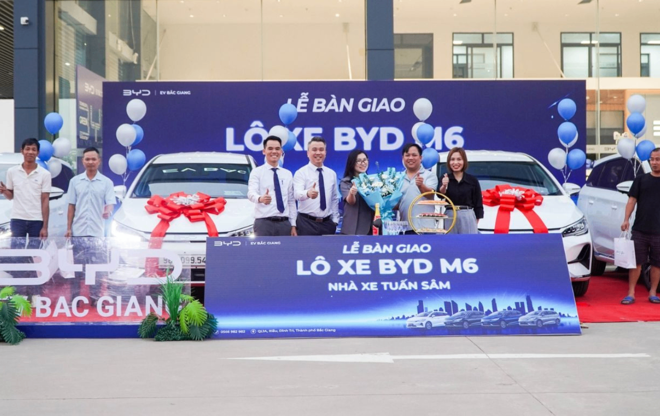 BYD BẮC GIANG | GIAO LÔ 5 XE ĐIỆN BYD M6 CHO NHÀ XE TUẤN SÂM