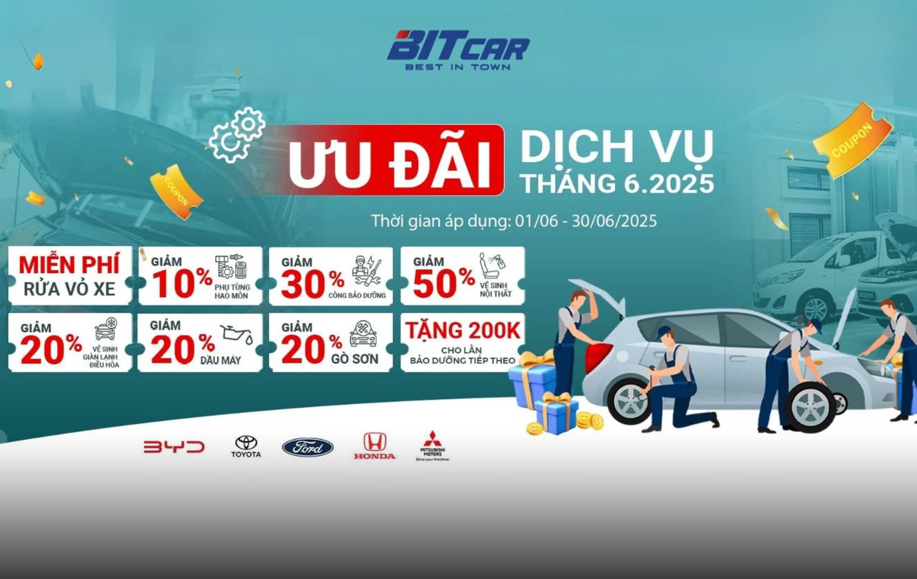 Bùng nổ ưu đãi tháng 6 tại xưởng dịch vụ Bitcar toàn quốc