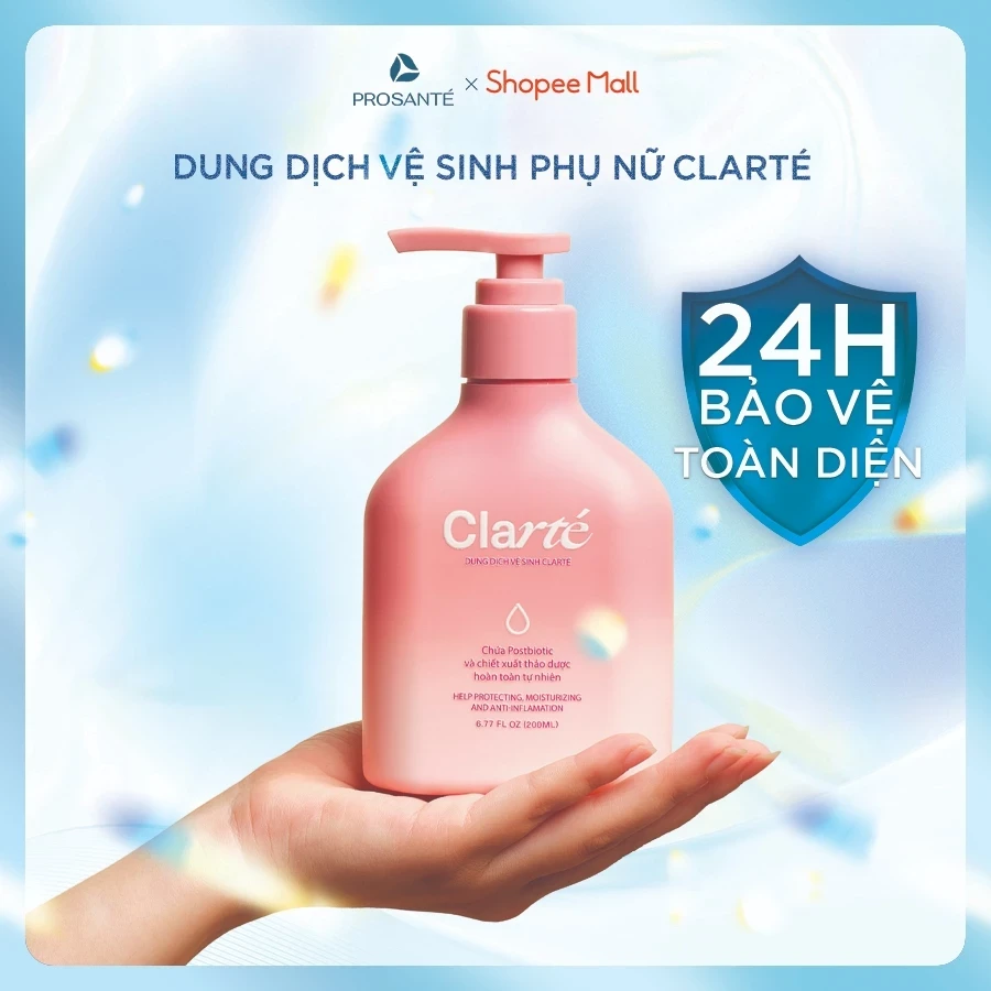 Dung dịch vệ sinh phụ nữ Clarté giúp làm sạch-ngăn ngừa vi khuẩn, cân bằng pH tự nhiên (Chai 200ml)