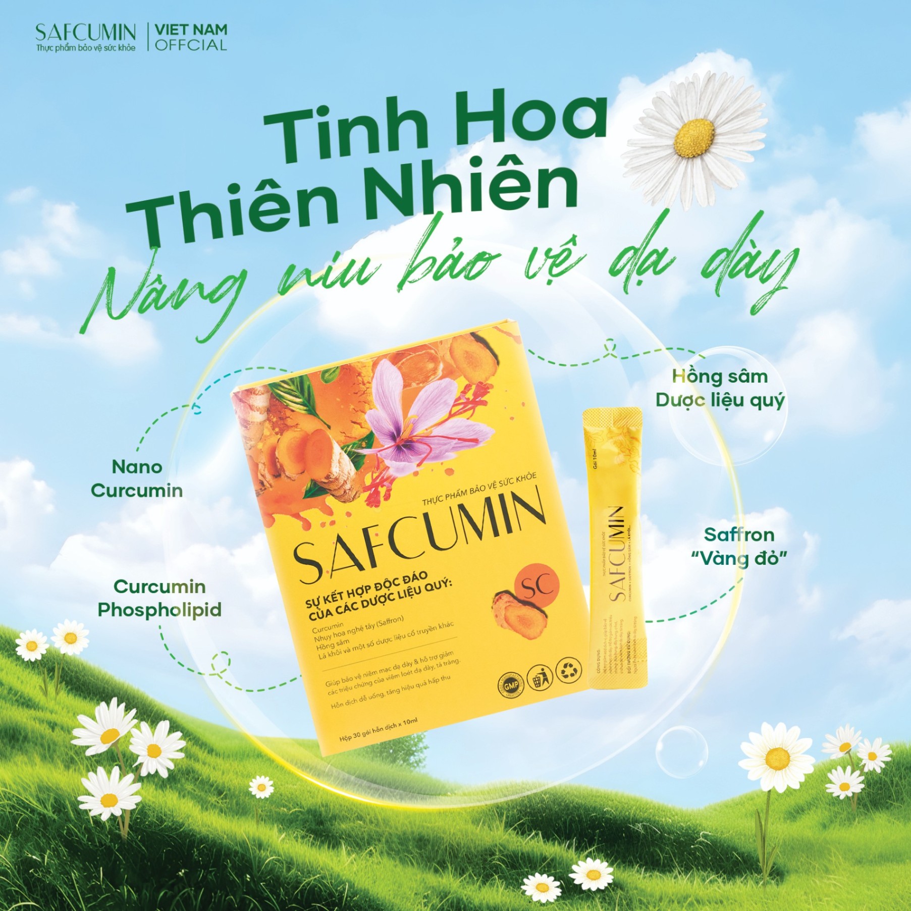 Thực phẩm bảo vệ sức khỏe Safcumin từ Nghệ Nano Curcumin