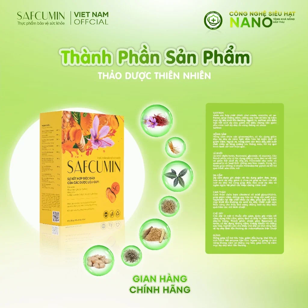 Combo 6 Safcumin - Liệu trình 3 tháng hỗ trợ viêm loét Dạ dày-Tá tràng nặng