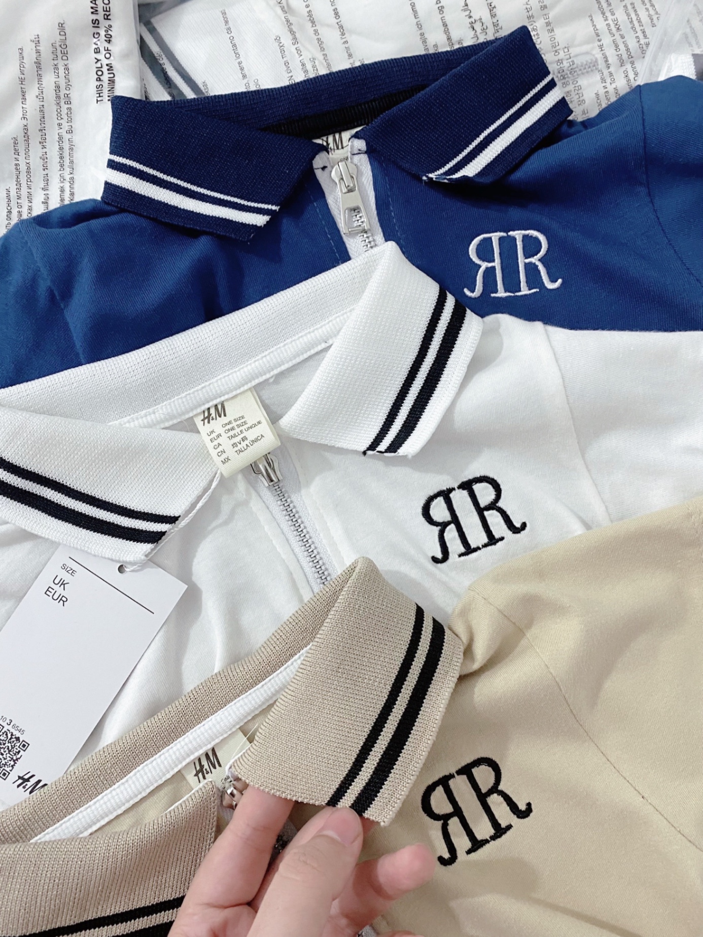 SET 3 ÁO POLO CỔ TRỤ THÊU CHỮ R BT
