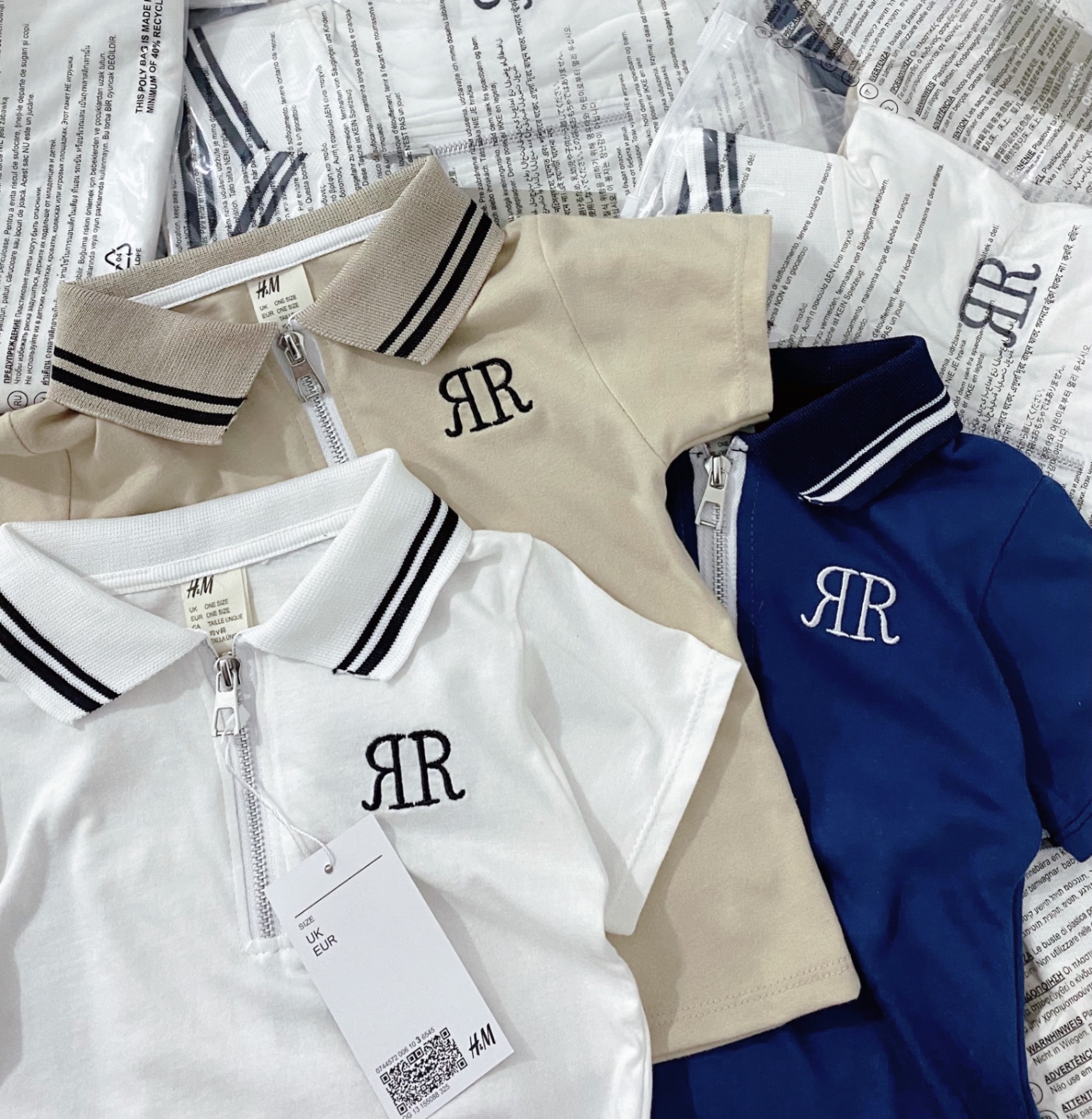 SET 3 ÁO POLO CỔ TRỤ THÊU CHỮ R BT