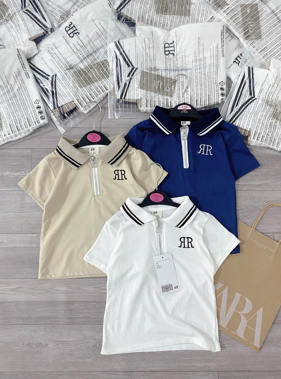 SET 3 ÁO POLO CỔ TRỤ THÊU CHỮ R BT