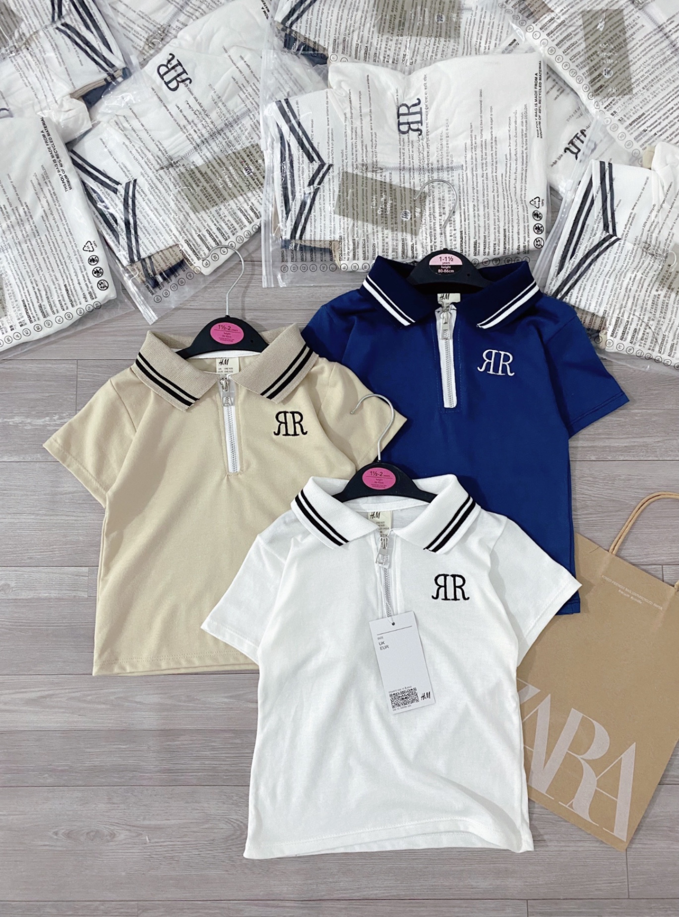 SET 3 ÁO POLO CỔ TRỤ THÊU CHỮ R BT