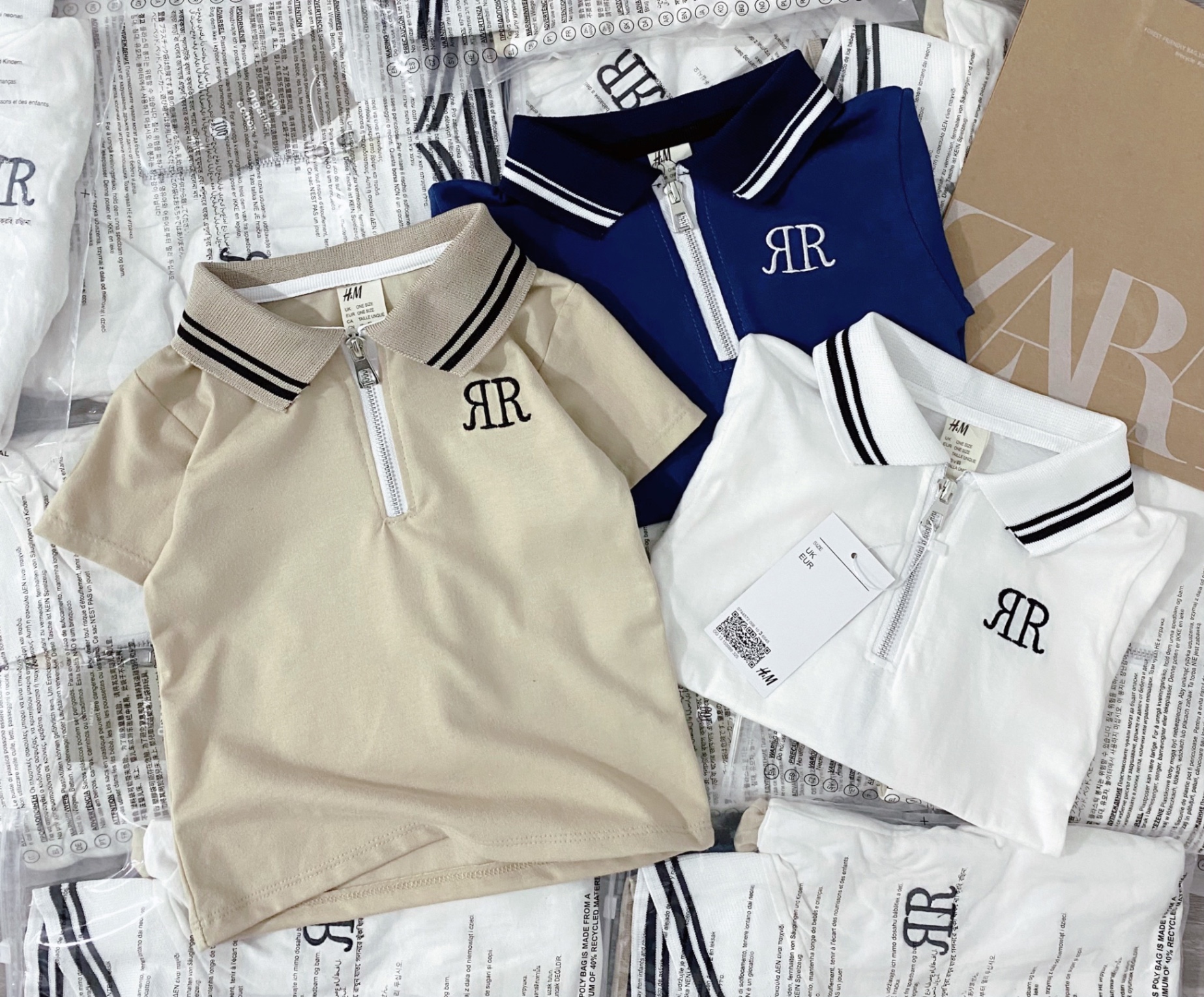 SET 3 ÁO POLO CỔ TRỤ THÊU CHỮ R BT