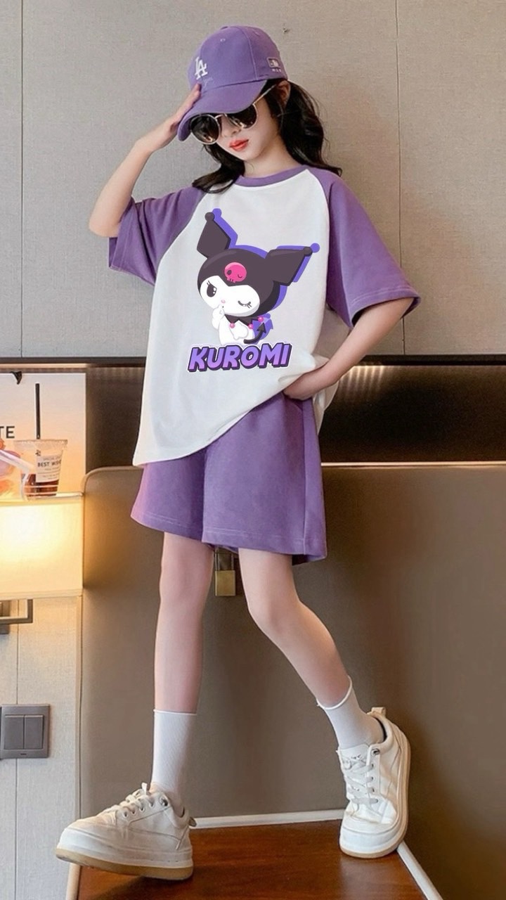 BỘ KUROMI TÍM QUẦN TÍM PHỐI TRẮNG