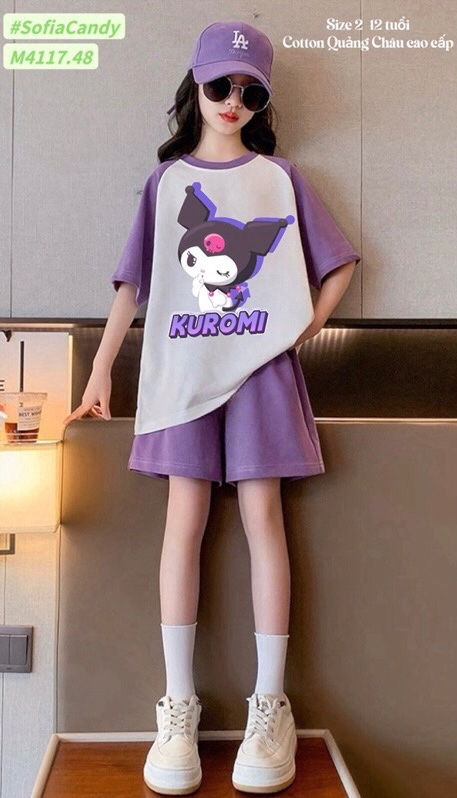 BỘ KUROMI TÍM QUẦN TÍM PHỐI TRẮNG