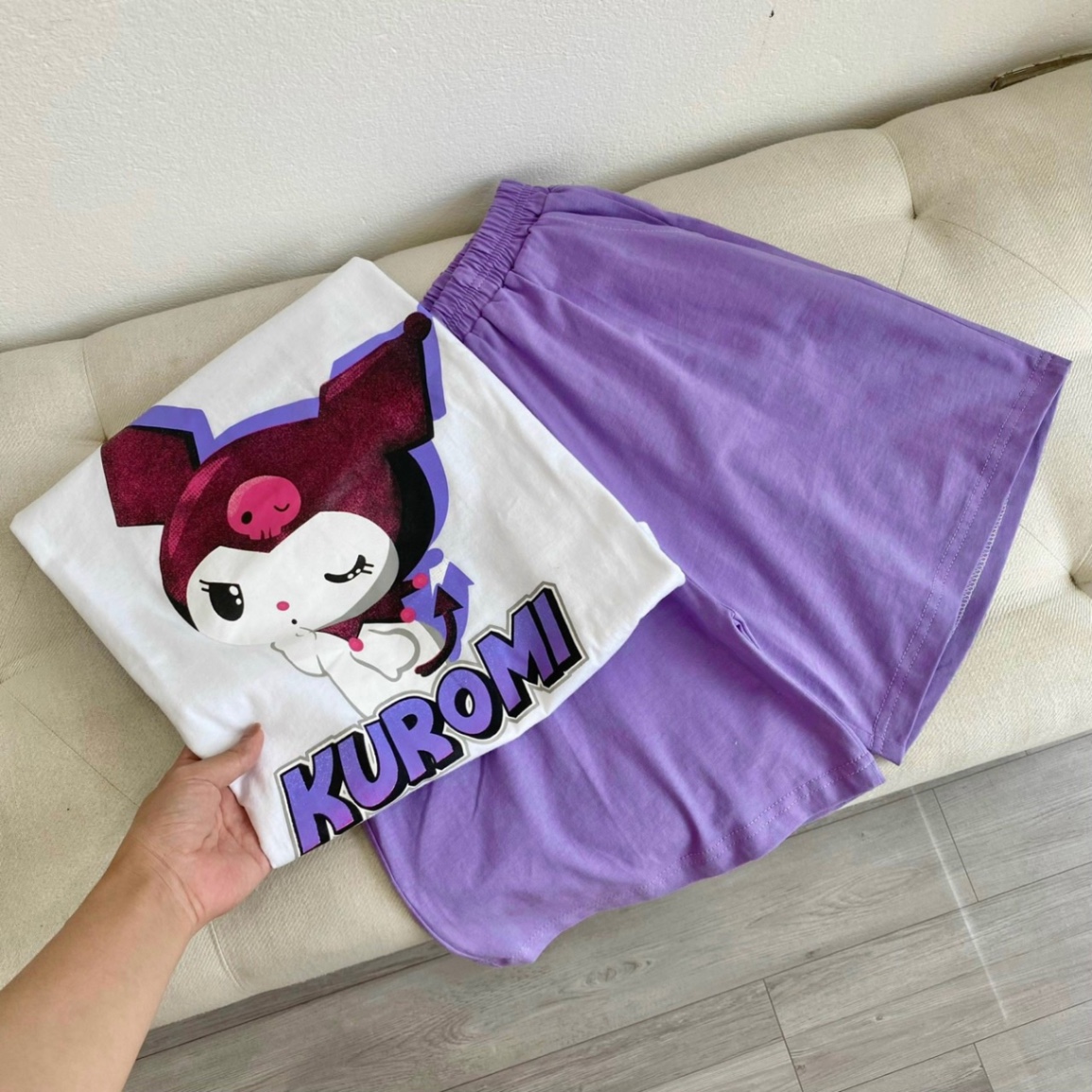 BỘ KUROMI TÍM QUẦN TÍM PHỐI TRẮNG