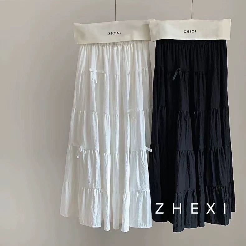 Đính nơ dáng dài - CHÂN VÁY THÔ BOIL ĐÍNH NƠ QCCC MIDI