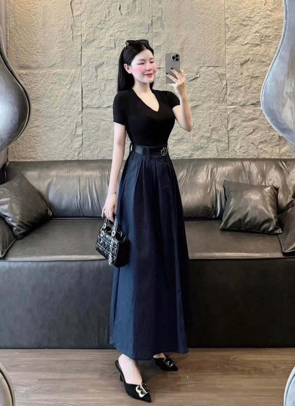 SÉT ÁO PULL ĐEN CỘC MIX CV JEAN XOÈ