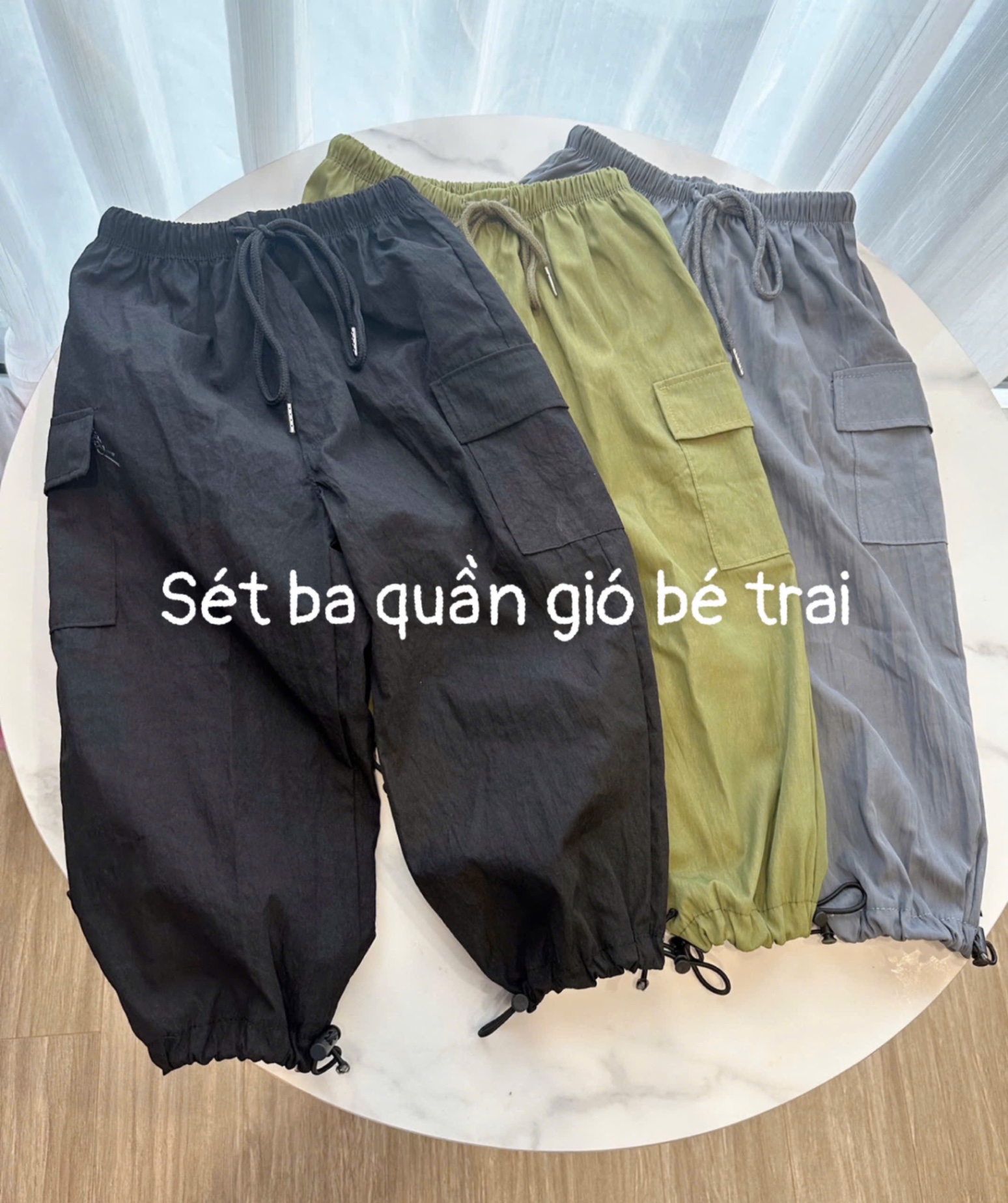 Be trai - SÉT 3 QUẦN GIÓ TÚI HỘP BT