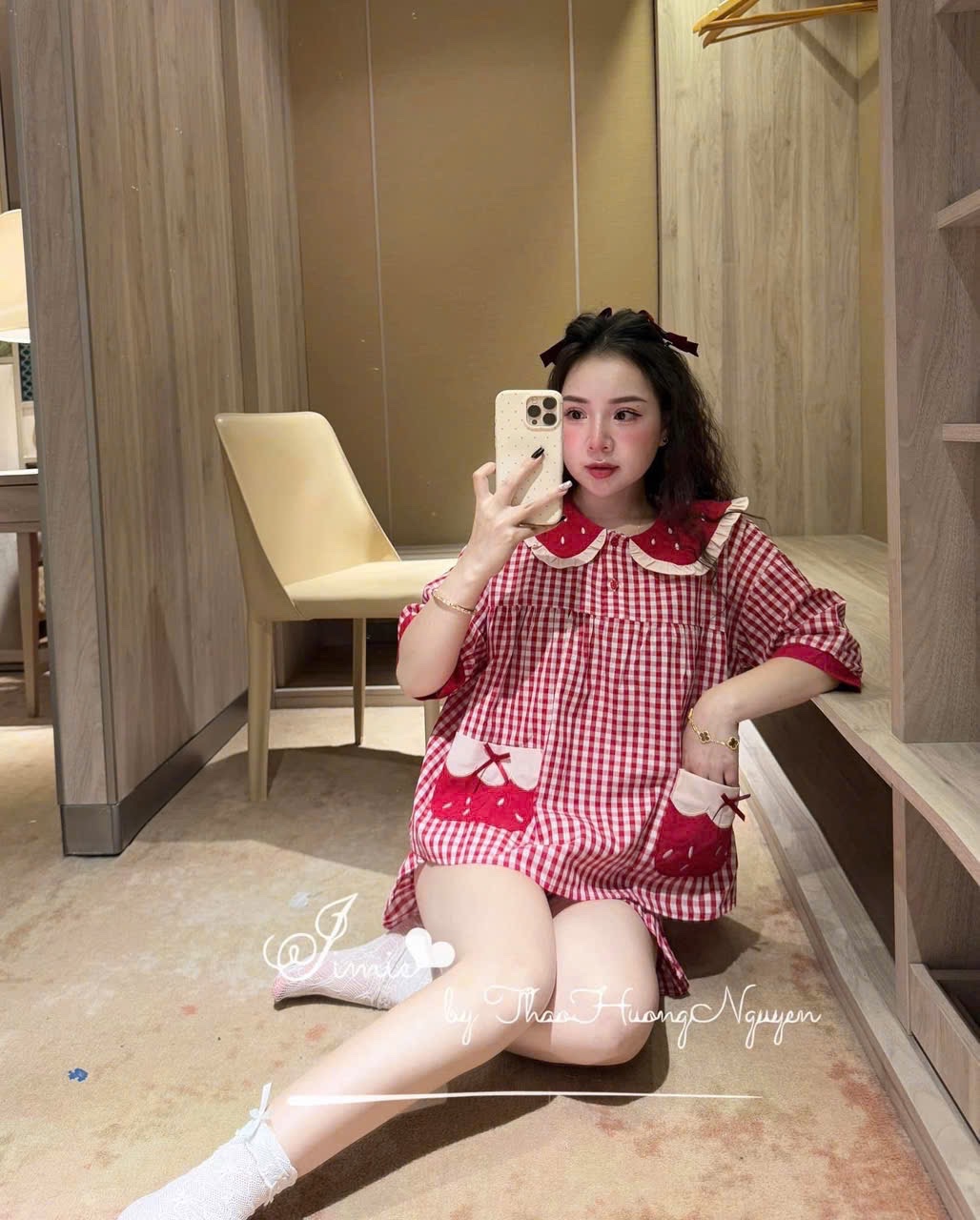 BỘ PZM KẺ ĐỎ TÚI NƠ QUẦN ĐÙI