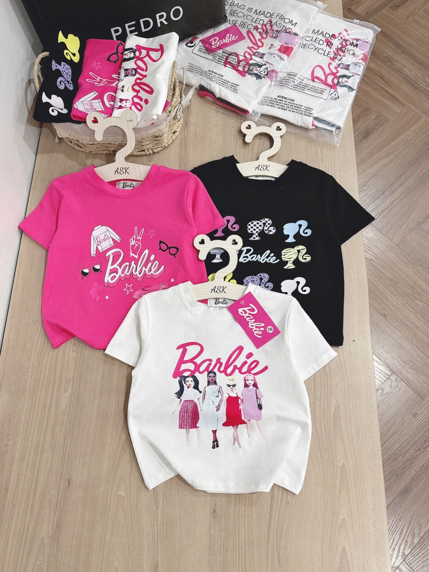 SET 3 ÁO BABIE CỔ TRÒN ĐEN TRẮNG HỒNG