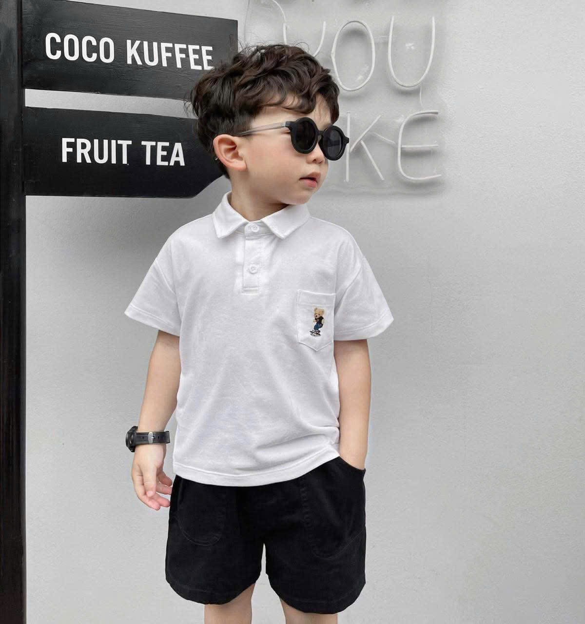 SET 3 ÁO POLO CỘC HÌNH GẤU CỒ BẺ BT