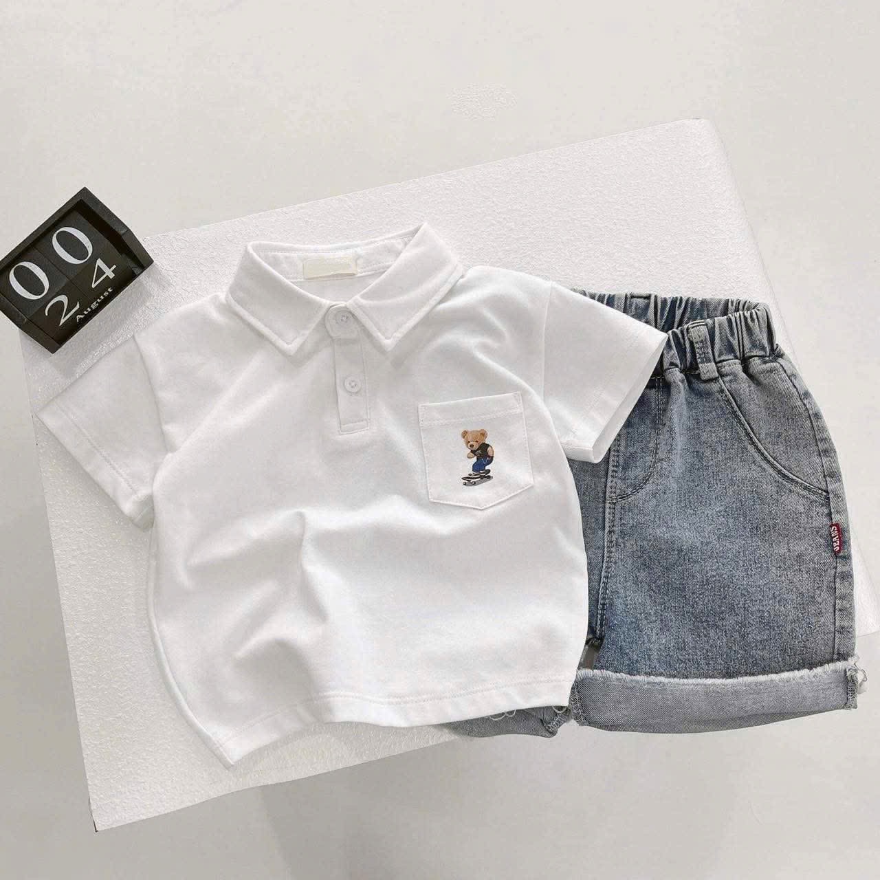 SET 3 ÁO POLO CỘC HÌNH GẤU CỒ BẺ BT