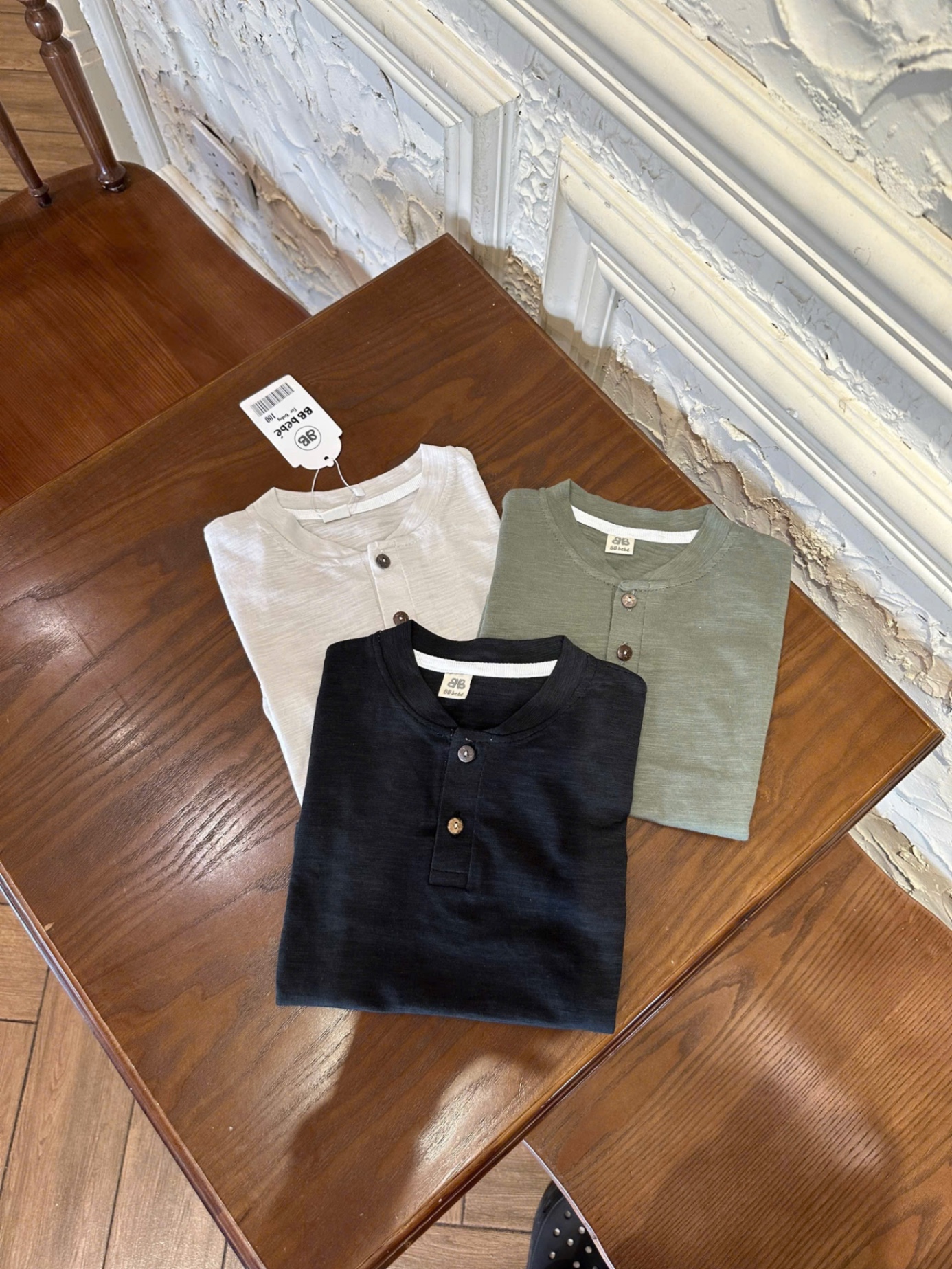 SÉT 3 ÁO COTTON XƯỚC CỔ TRỤ BT