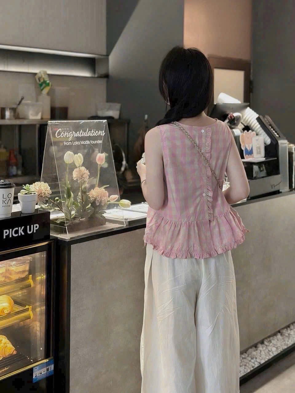 BỘ KẺ HỒNG XN QUẦN SUÔNG MÀU BE
