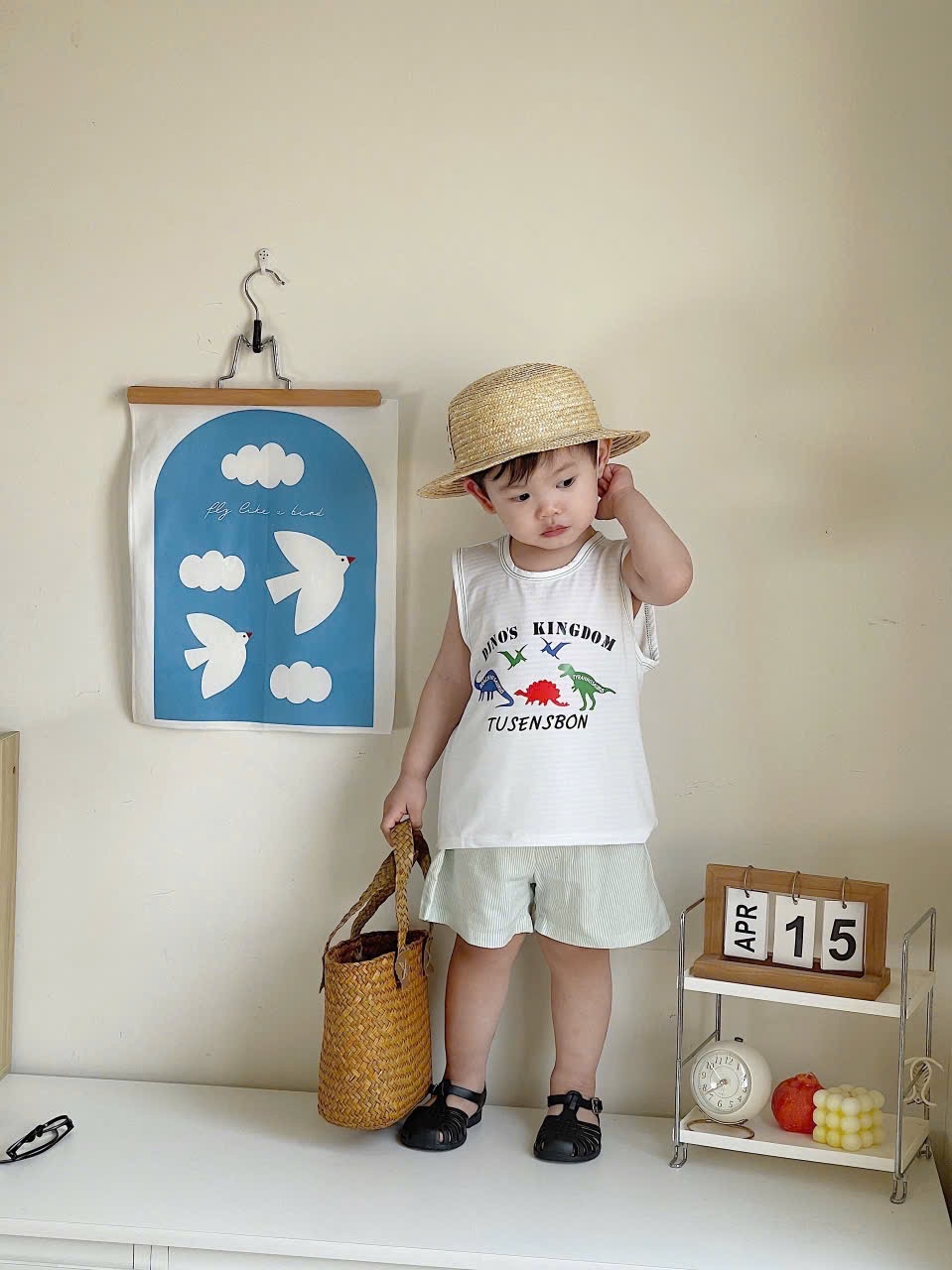 SET 3 ÁO BA LỖ KHỦNG LONG TRẮNG IN TRÀN BT