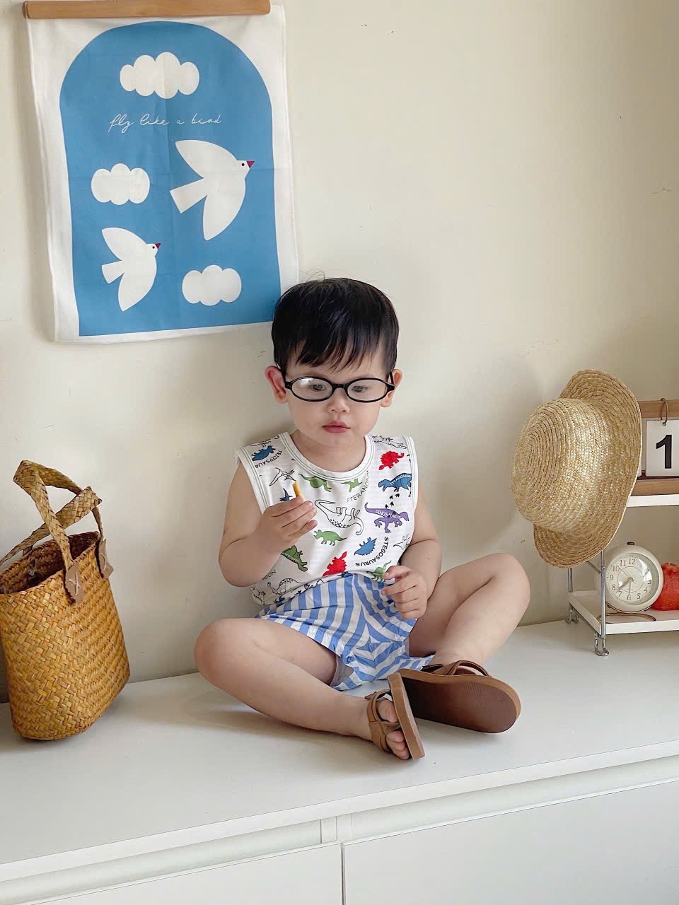 SET 3 ÁO BA LỖ KHỦNG LONG TRẮNG IN TRÀN BT