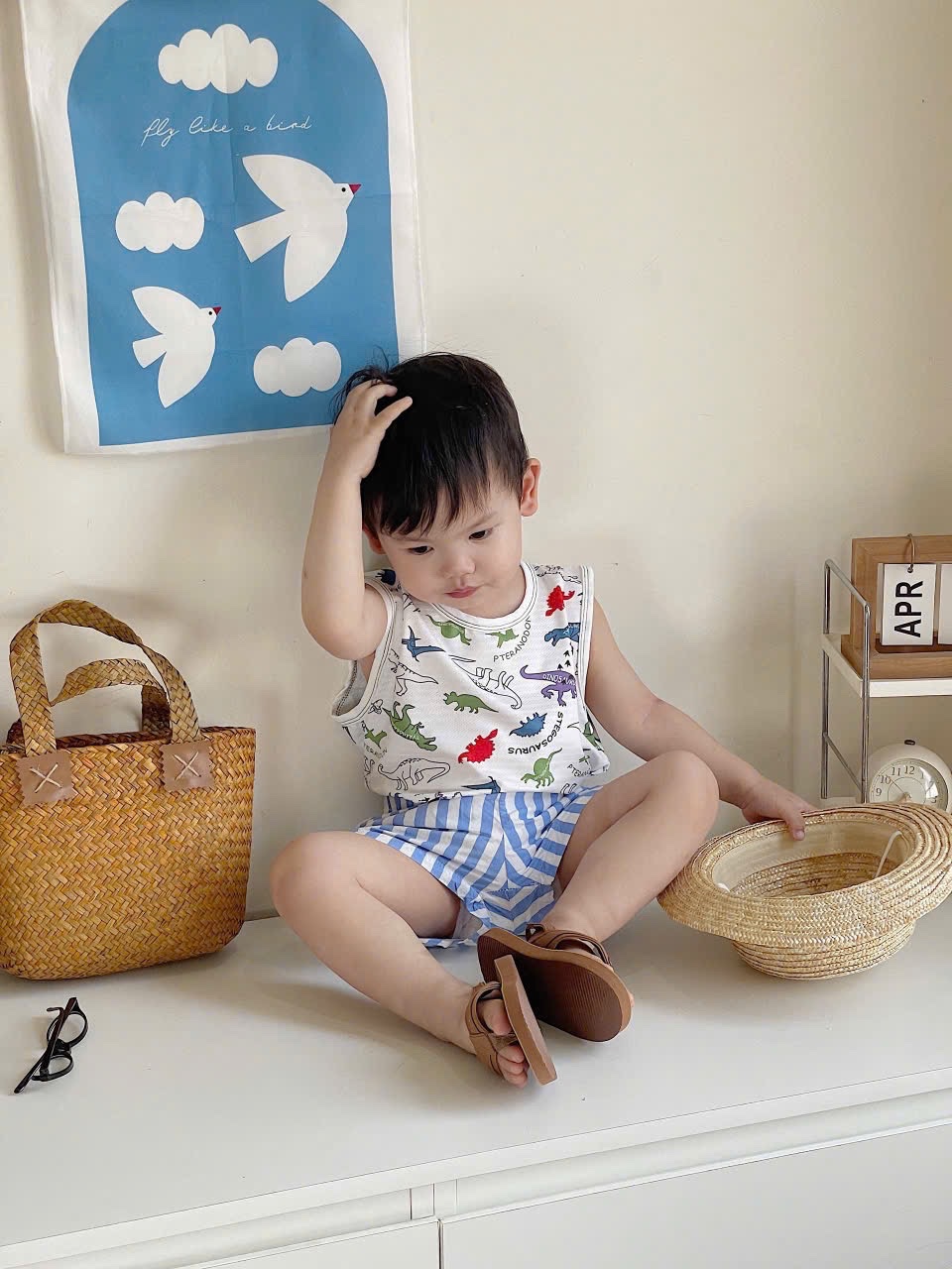 SET 3 ÁO BA LỖ KHỦNG LONG TRẮNG IN TRÀN BT